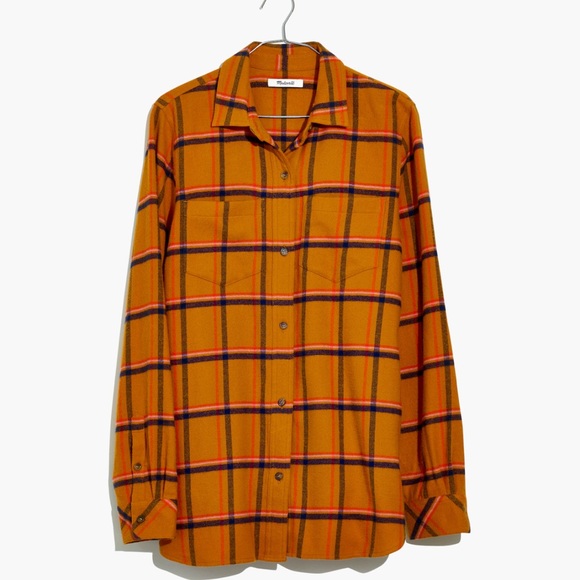 *****SOLD***** Madewell Mustard Plaid Flannel Shirt - Picture 2 of 7